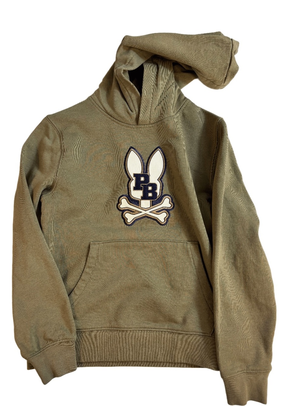 Psycho Bunny Olive Green Hoodie PB Bunny Logo
Size 7-8 (Small)
